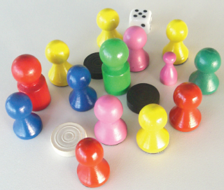 Logo der Tagung: Auf ihm sind unterschiedliche Spielfiguren in verscheidenen Farben zu sehen, die ungeordnet zusammenstehen.